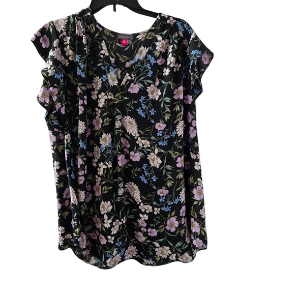 Vince Camuto Floral Black Blouse 3X - Picture 1 of 3